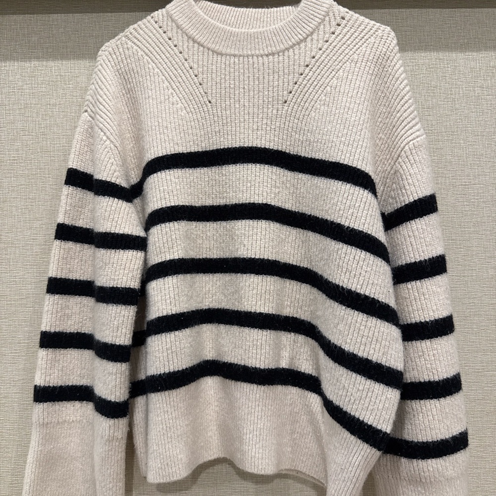 H&M Cream and Black Striped Sweater